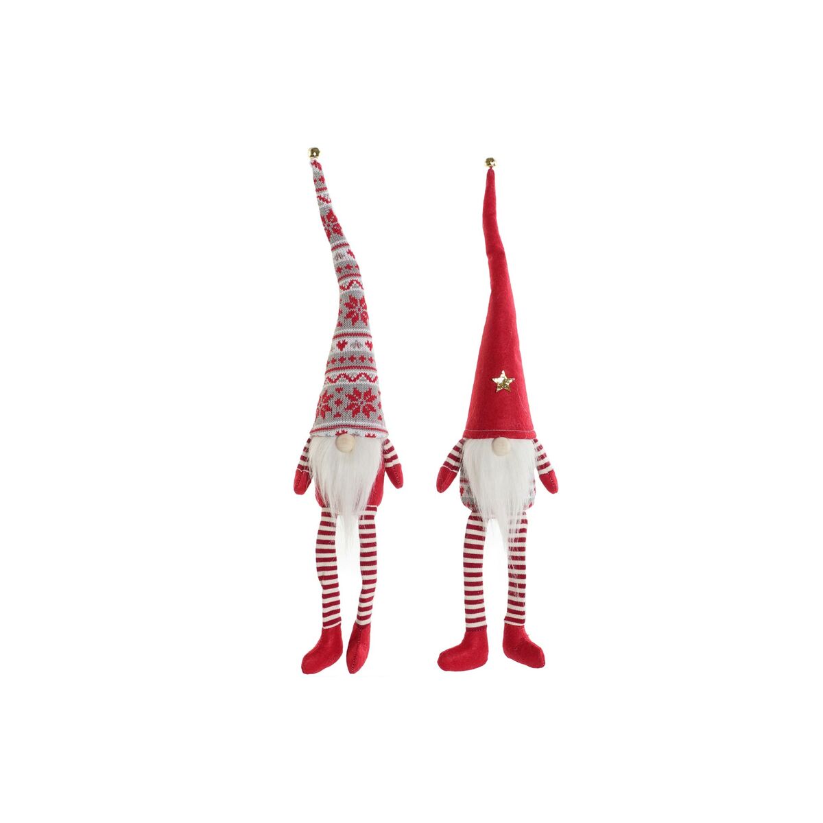 Adorno Natalício DKD Home Decor Branco Vermelho Gnomo 10 x 7 x 57 cm (2 Unidades)