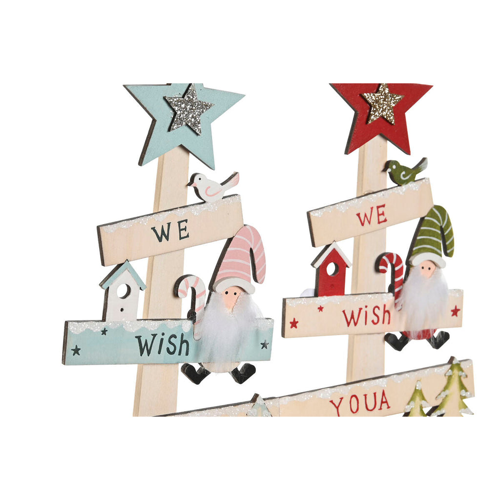 DKD Home Decor Christmas Tree, Red Pink, Wood, 17.5 x 5 x 38 cm (2 Units)