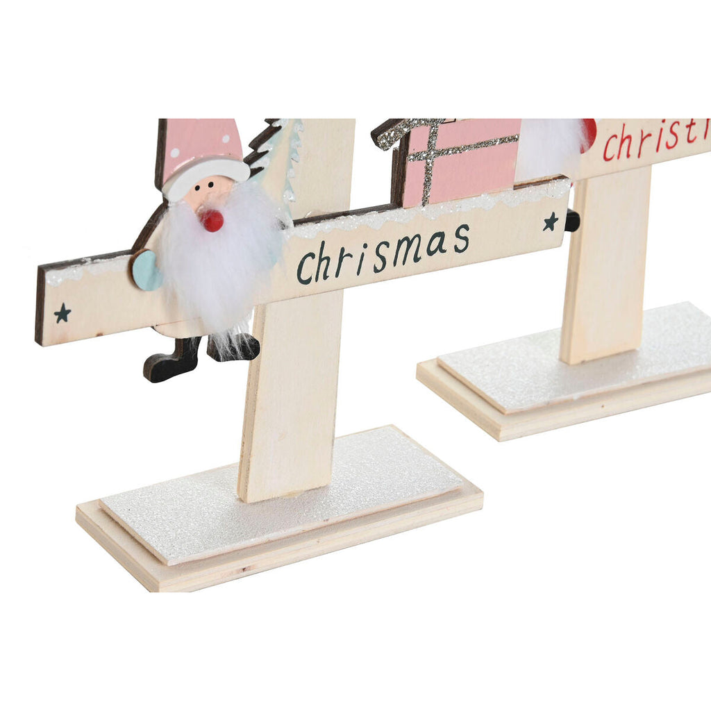 DKD Home Decor Christmas Tree, Red Pink, Wood, 17.5 x 5 x 38 cm (2 Units)