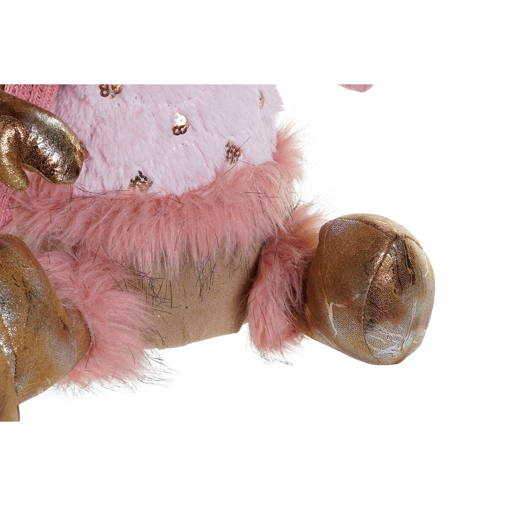 Christmas Ornament DKD Home Decor Brown Pink Gold Reindeer 27 x 16 x 42 cm (2 Units)