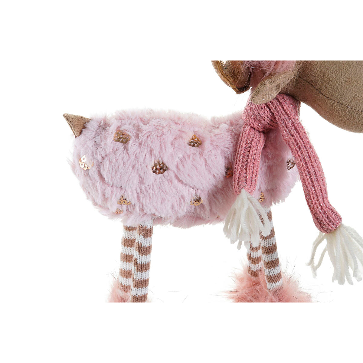 Christmas Ornament DKD Home Decor White Pink Reindeer 12 x 20 x 40 cm (2 Units)
