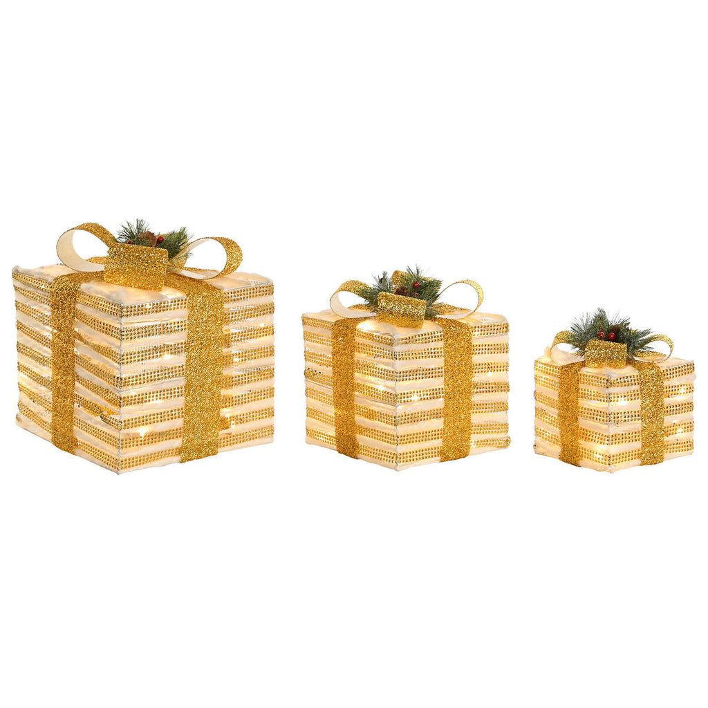 DKD Home Decor Christmas Ornament, White, Red, Gold, 25 x 25 x 25 cm (3 Pieces)