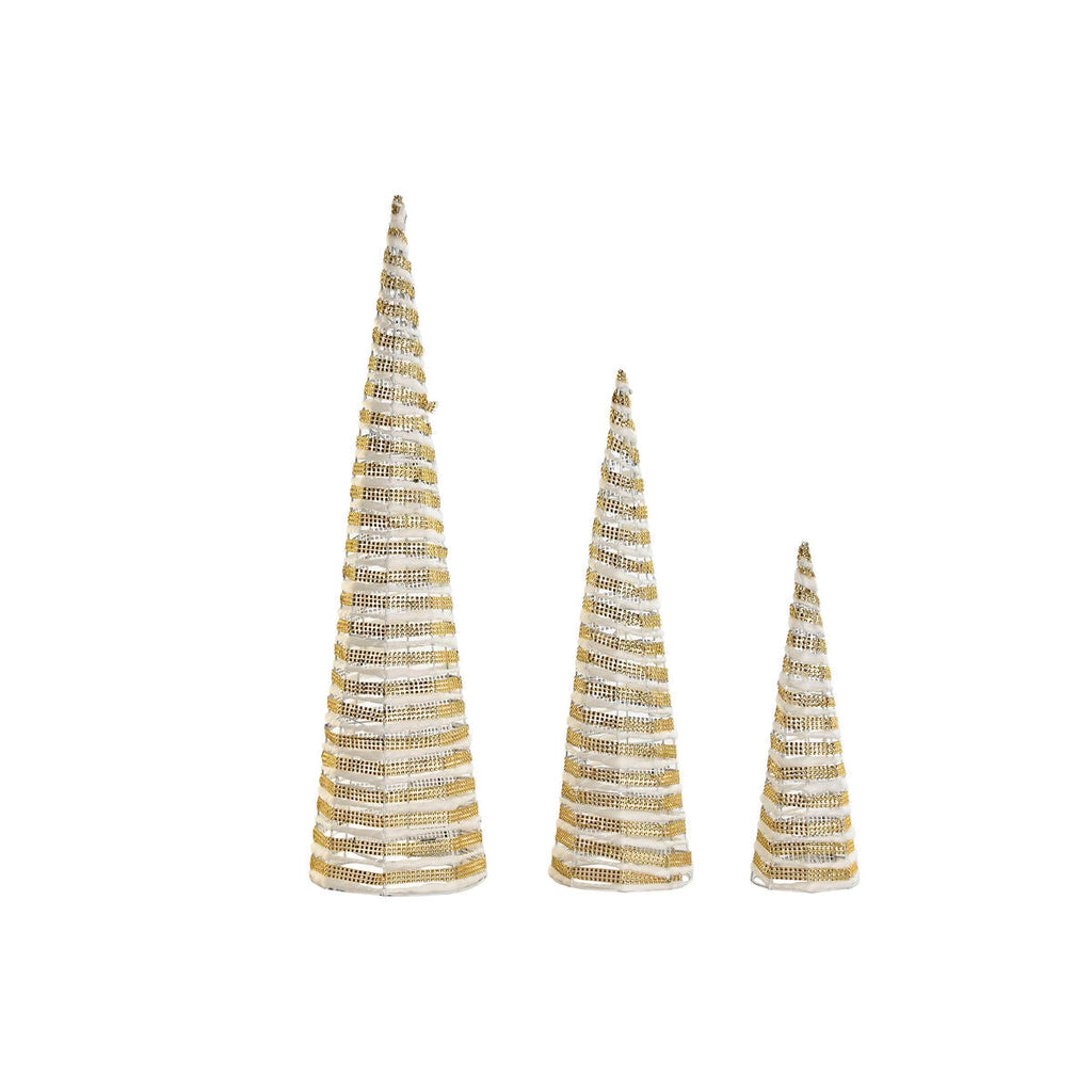 DKD Home Decor Christmas Ornament, White and Gold, 20 x 20 x 80 cm (3 Pieces)