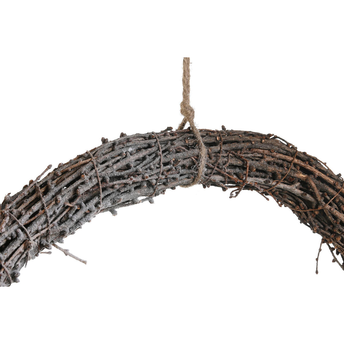 DKD Home Decor Natural Wicker Pineapple Snowy Christmas Wreath 46 x 7 x 46 cm (2 Units)