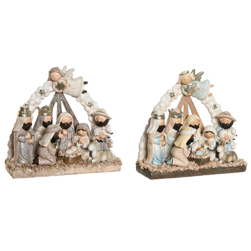 DKD Home Decor Christmas Nativity Scene, Blue, White, Brown, Resin, 23.5 x 8 x 20.5 cm (2 Units)
