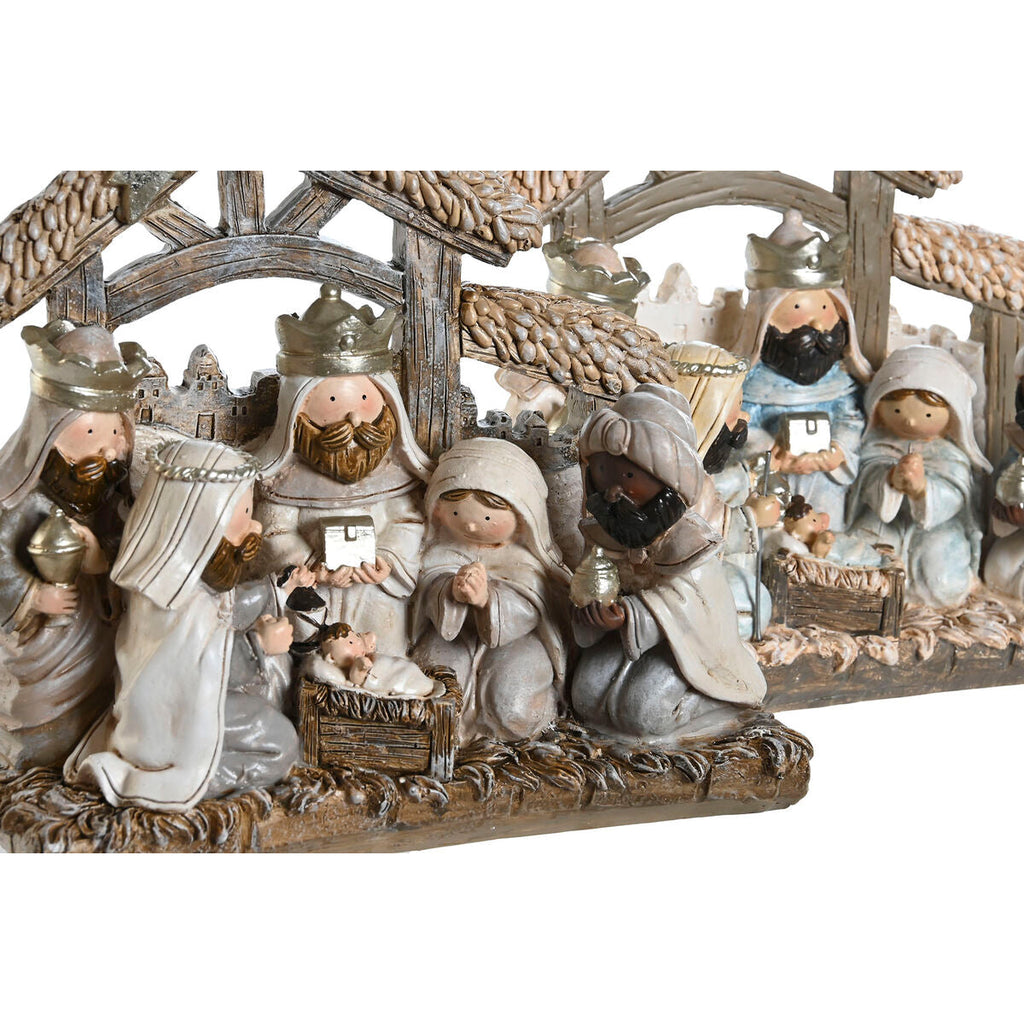 DKD Home Decor Christmas Nativity Scene, Blue, White, Brown, Resin, 20 x 7 x 17.5 cm (2 Units)