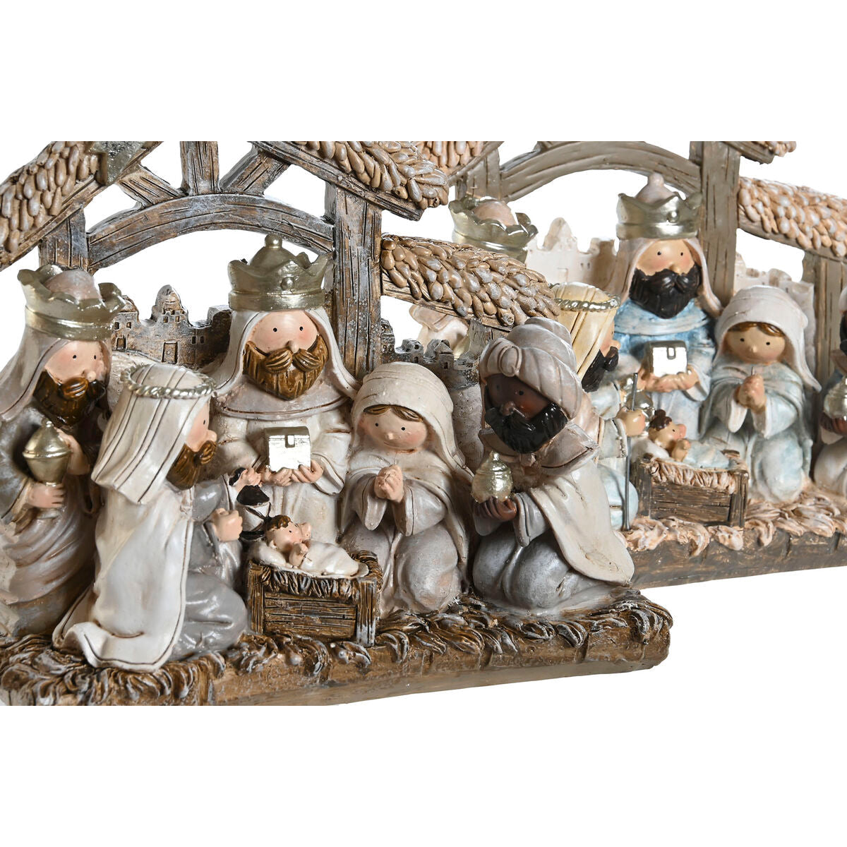 DKD Home Decor Christmas Nativity Scene, Blue, White, Brown, Resin, 20 x 7 x 17.5 cm (2 Units)