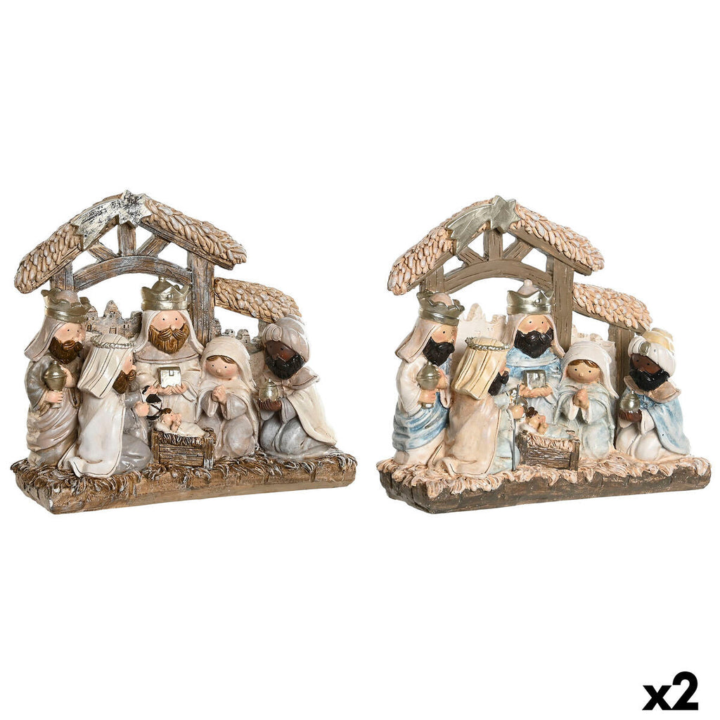 DKD Home Decor Christmas Nativity Scene, Blue, White, Brown, Resin, 20 x 7 x 17.5 cm (2 Units)