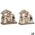 DKD Home Decor Christmas Nativity Scene, Blue, White, Brown, Resin, 20 x 7 x 17.5 cm (2 Units)
