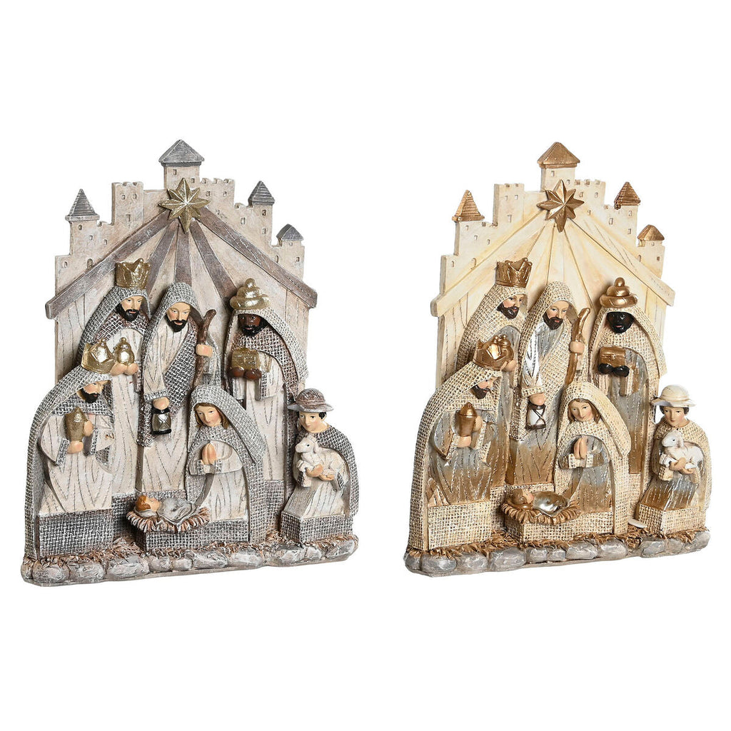 DKD Home Decor Nativity Scene, Grey Gold Resin, 22 x 6 x 26 cm (2 Units)