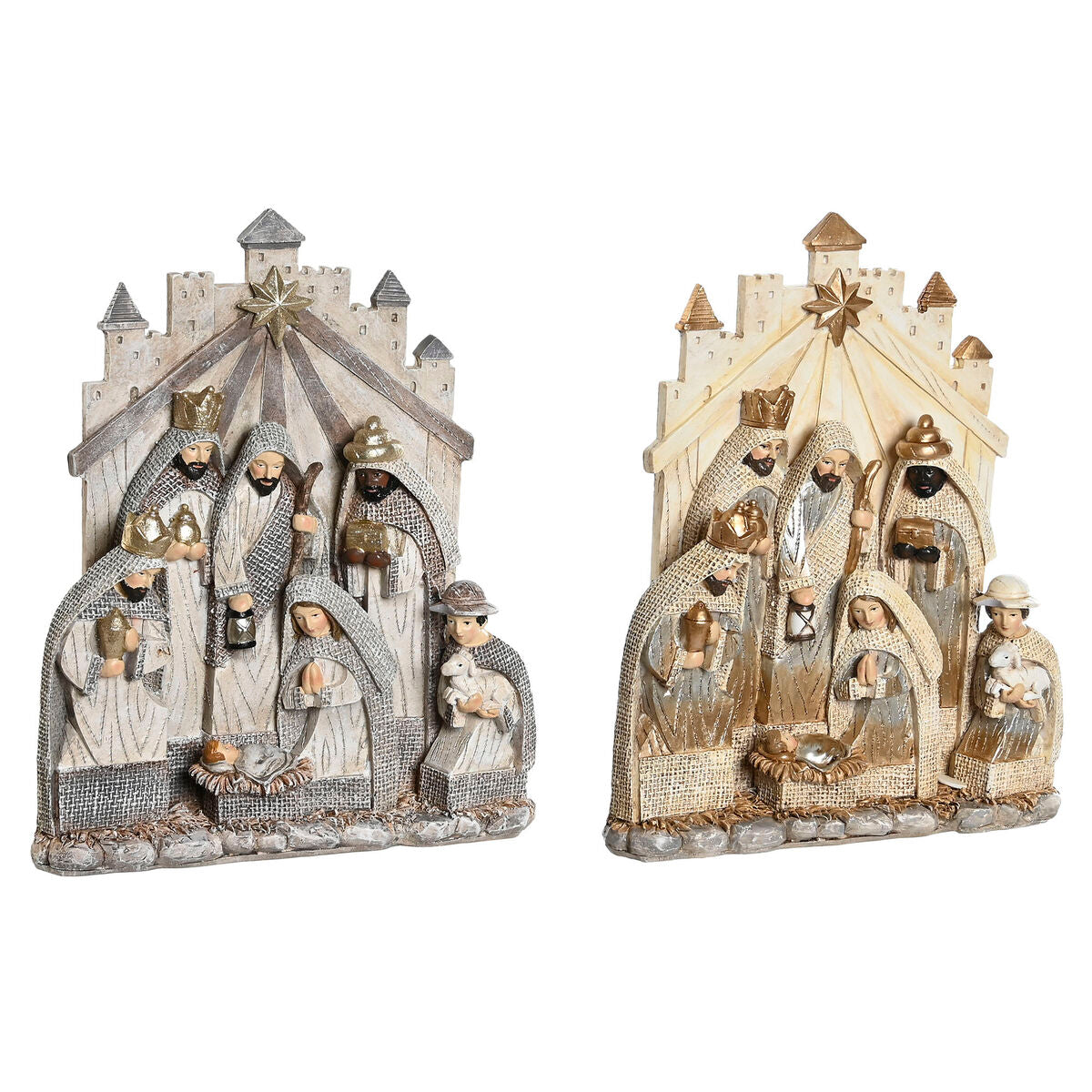 DKD Home Decor Nativity Scene, Grey Gold Resin, 22 x 6 x 26 cm (2 Units)