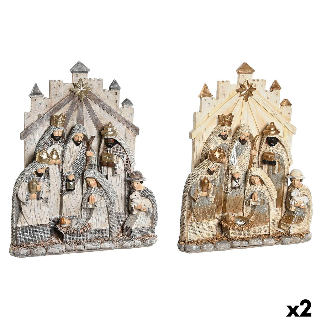DKD Home Decor Nativity Scene, Grey Gold Resin, 22 x 6 x 26 cm (2 Units)