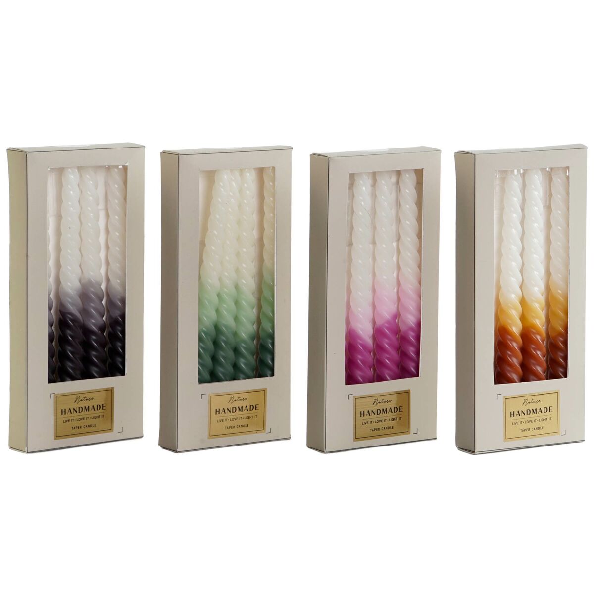 Velas DKD Home Decor Duas cores 2 x 2 x 25 cm 2 x 2 x 20 cm (4 Peças) (4 Unidades)