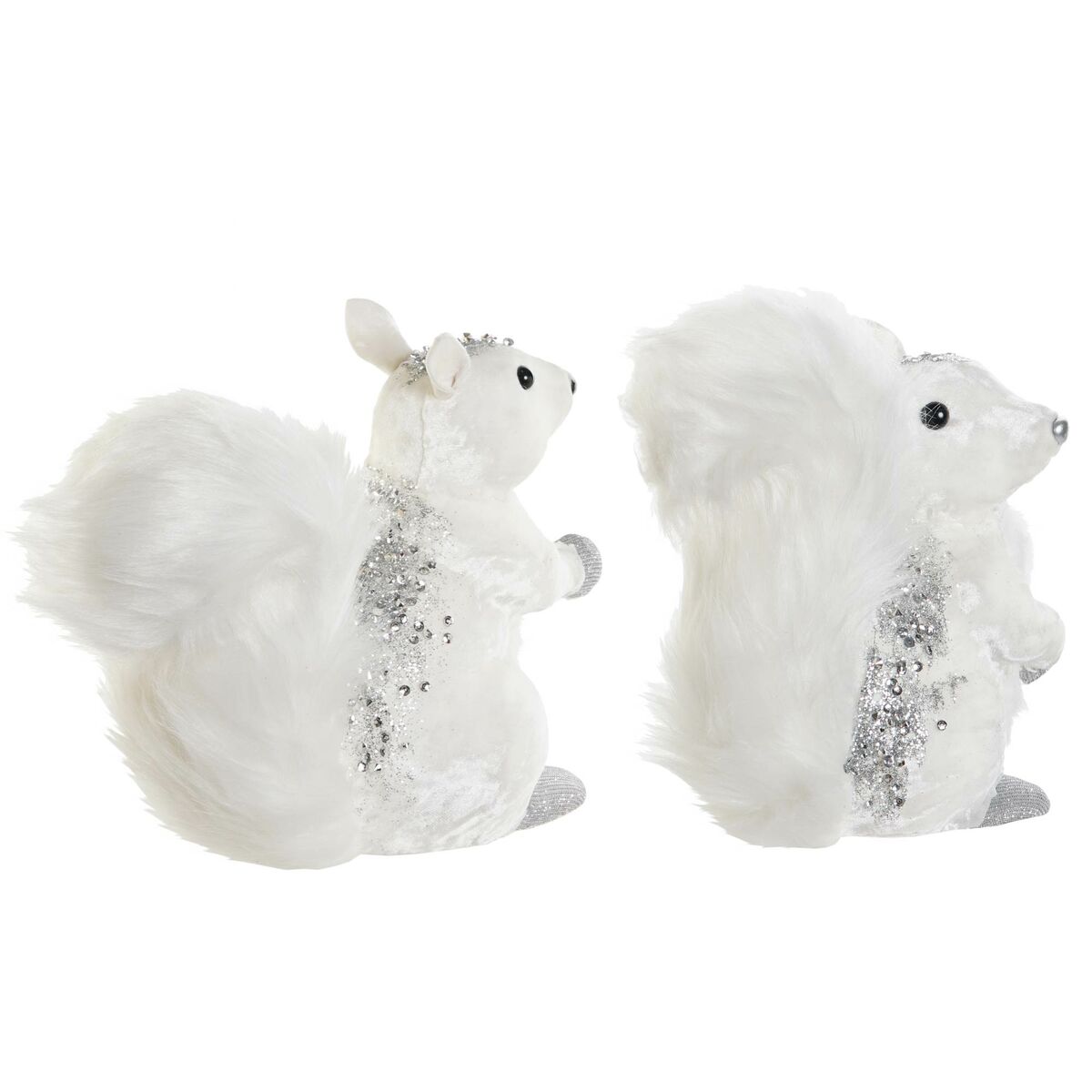 DKD Home Decor Christmas Ornament, White Squirrel, 22 x 11 x 22 cm (2 Units)