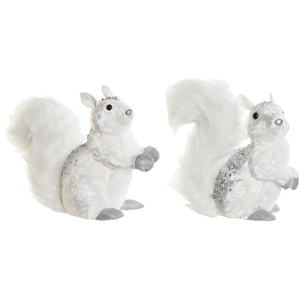 DKD Home Decor Christmas Ornament, White Squirrel, 22 x 11 x 22 cm (2 Units)