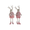 Christmas Ornament DKD Home Decor White Brown Pink Reindeer 17 x 14 x 63.5 cm (2 Units)