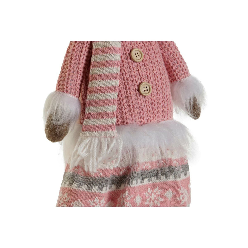 Christmas Ornament DKD Home Decor White Brown Pink Reindeer 17 x 12 x 66 cm (2 Units)