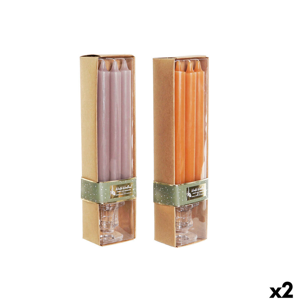 Velas DKD Home Decor Cinzento Laranja Natal 2 x 2 x 20 cm (4 Peças) (2 Unidades)
