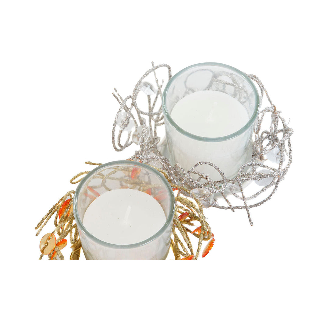 Vela DKD Home Decor Dourado Prateado Natal 10.5 x 10.5 x 7 cm 10,5 x 10,5 x 7 cm (4 Unidades)