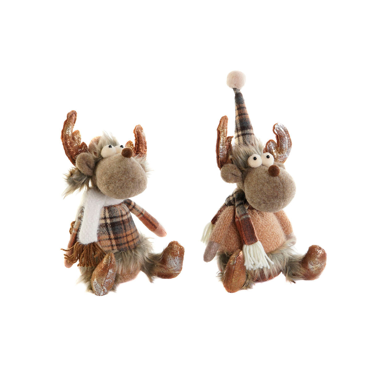Christmas Ornament DKD Home Decor Brown Reindeer 13 x 12 x 25 cm (2 Units)