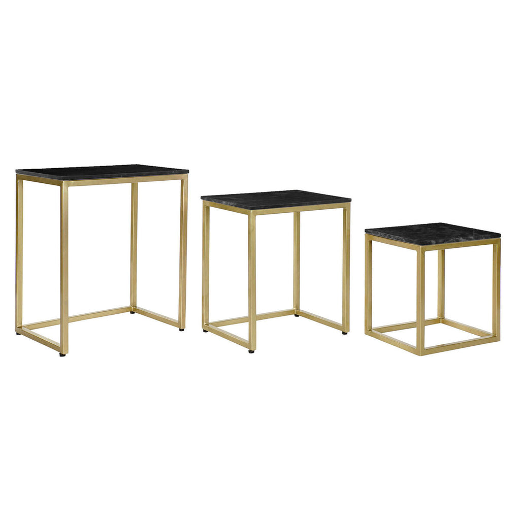 Jogo de 3 mesas DKD Home Decor Preto Dourado 50 x 35 x 60 cm