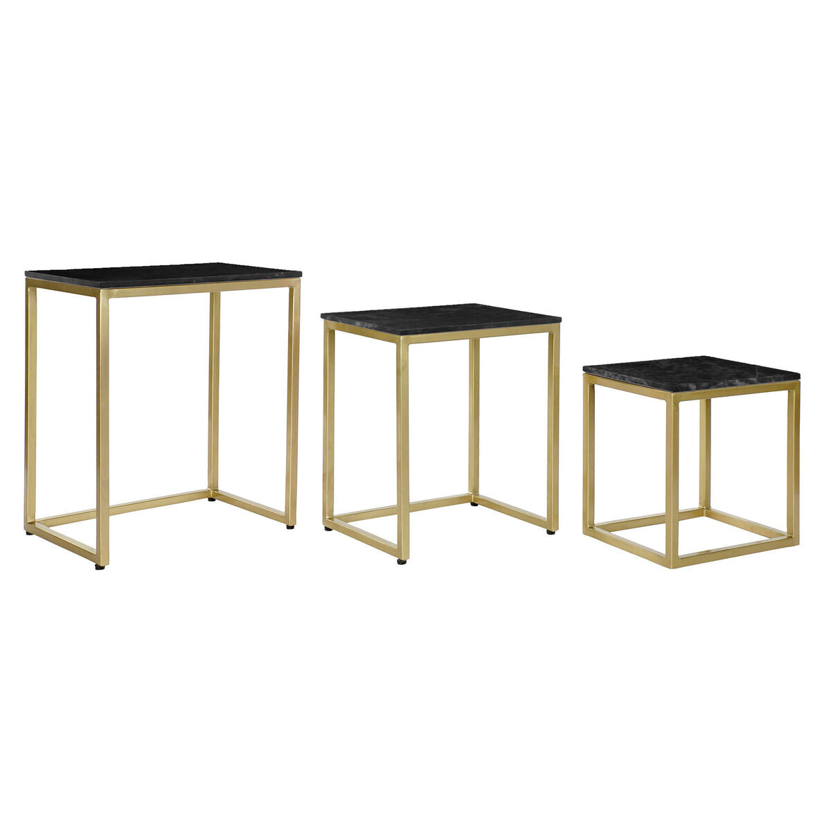 Jogo de 3 mesas DKD Home Decor Preto Dourado 50 x 35 x 60 cm