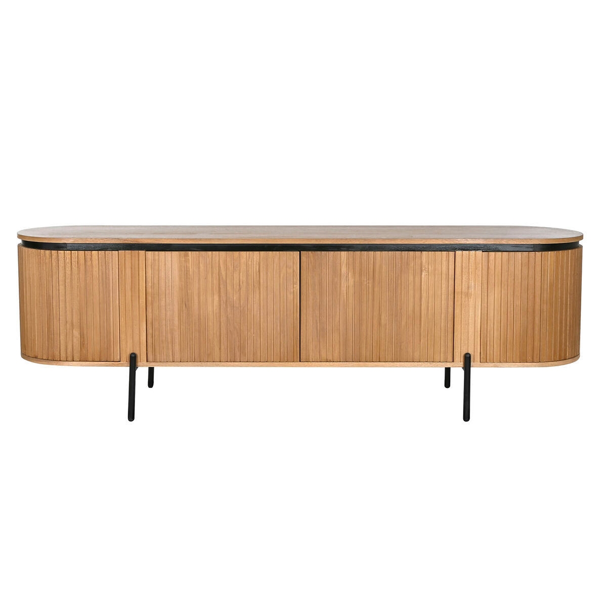 Móvel de TV Home ESPRIT Preto Natural Metal Madeira de paulónia 180 x 40 x 55 cm