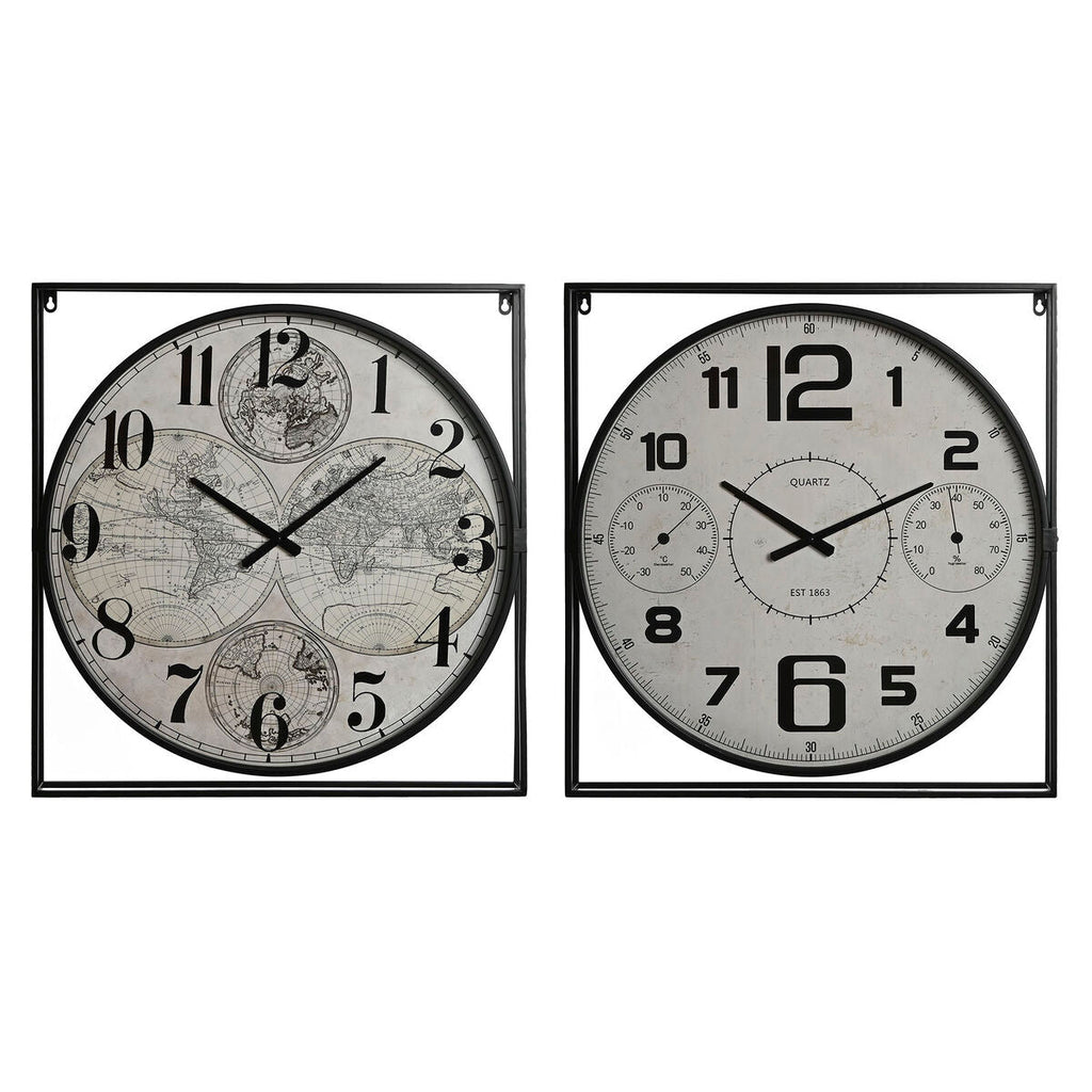 ESPRIT Home Wall Clock, White Black Metal Wood MDF, 62 x 6 x 65 cm (2 Units)