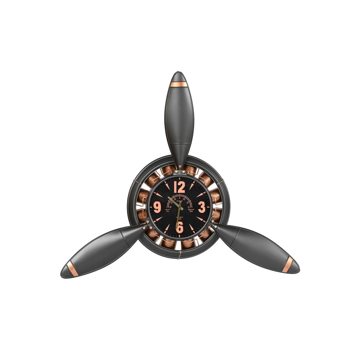ESPRIT Home Wall Clock, Copper Gray, Gold, Dark Gray, PVC Metal, Propellers, 118 x 24 x 134 cm