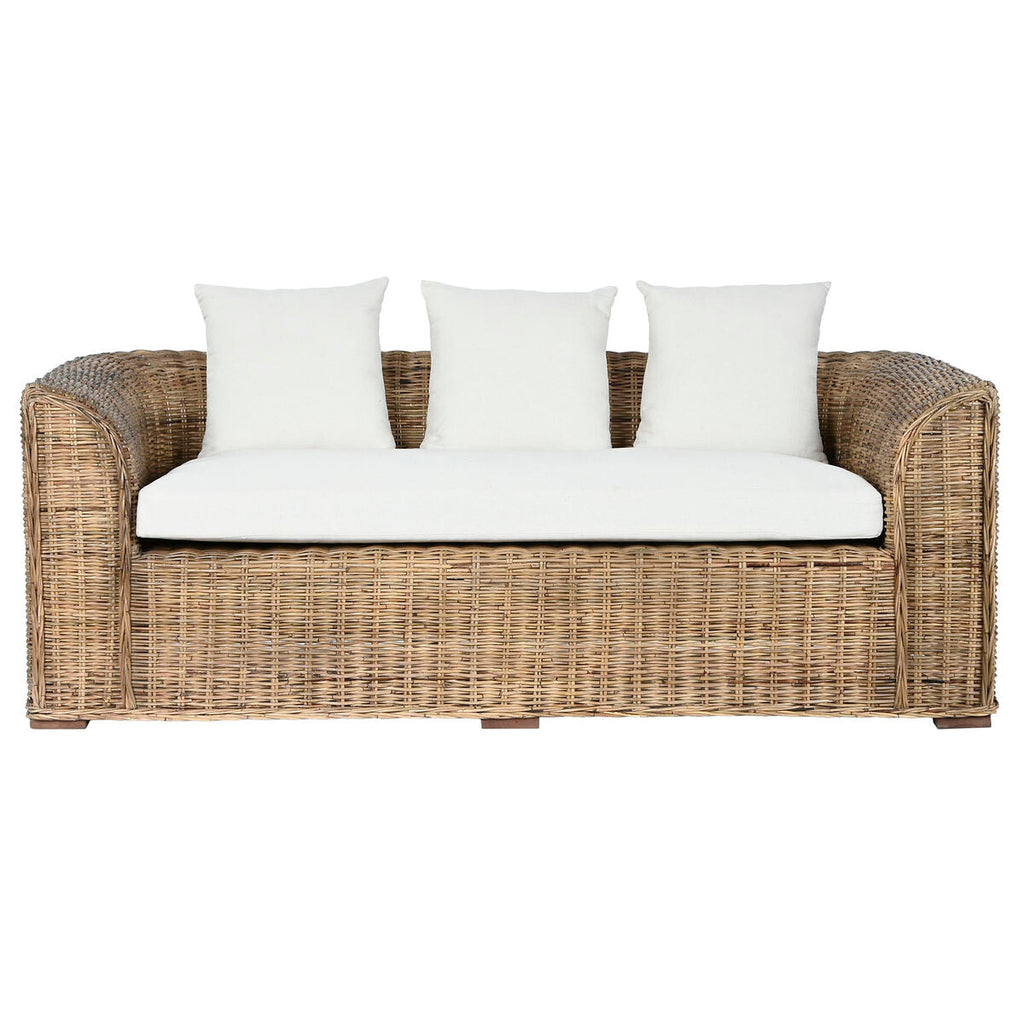 Sofá de jardín ESPRIT Home, blanco y marrón, ratán natural, 174 x 88 x 69 cm