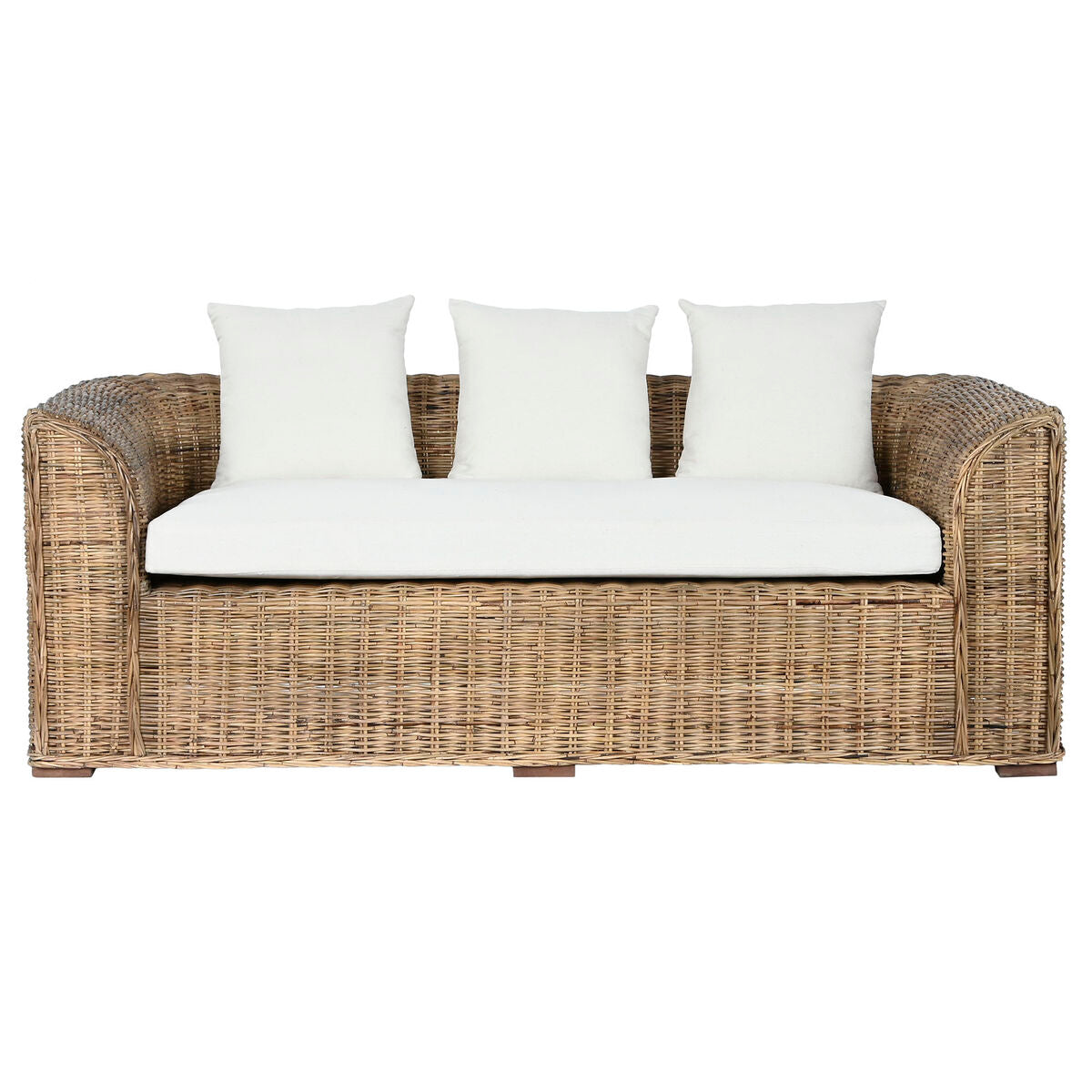 Sofá de jardín ESPRIT Home, blanco y marrón, ratán natural, 174 x 88 x 69 cm