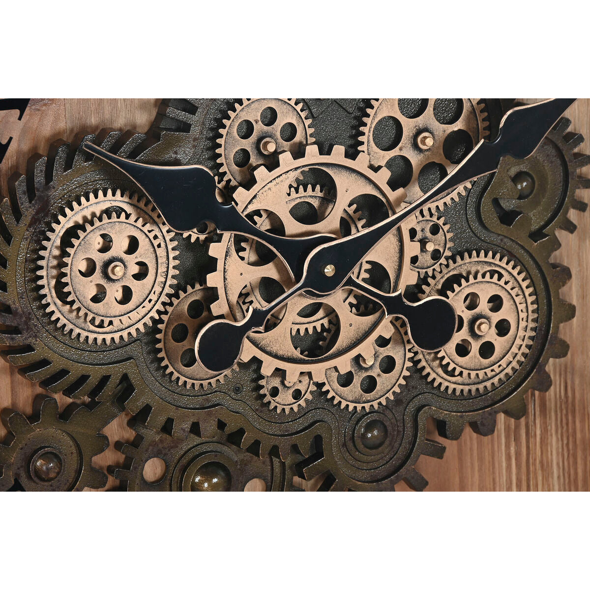 Home ESPRIT Wall Clock, Black Gold, Natural Crystal, Iron, Vintage, 67 x 9 x 67 cm