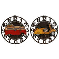 Relógio de Parede Home ESPRIT Amarelo Vermelho Metal Vintage 34 x 33,5 x 32,5 cm (2 Unidades)