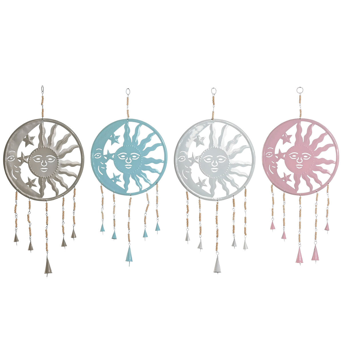 ESPRIT Home Hanging Decoration Blue White Gray Pink Iron Moon Sun 33 x 1 x 77 cm (4 Units)