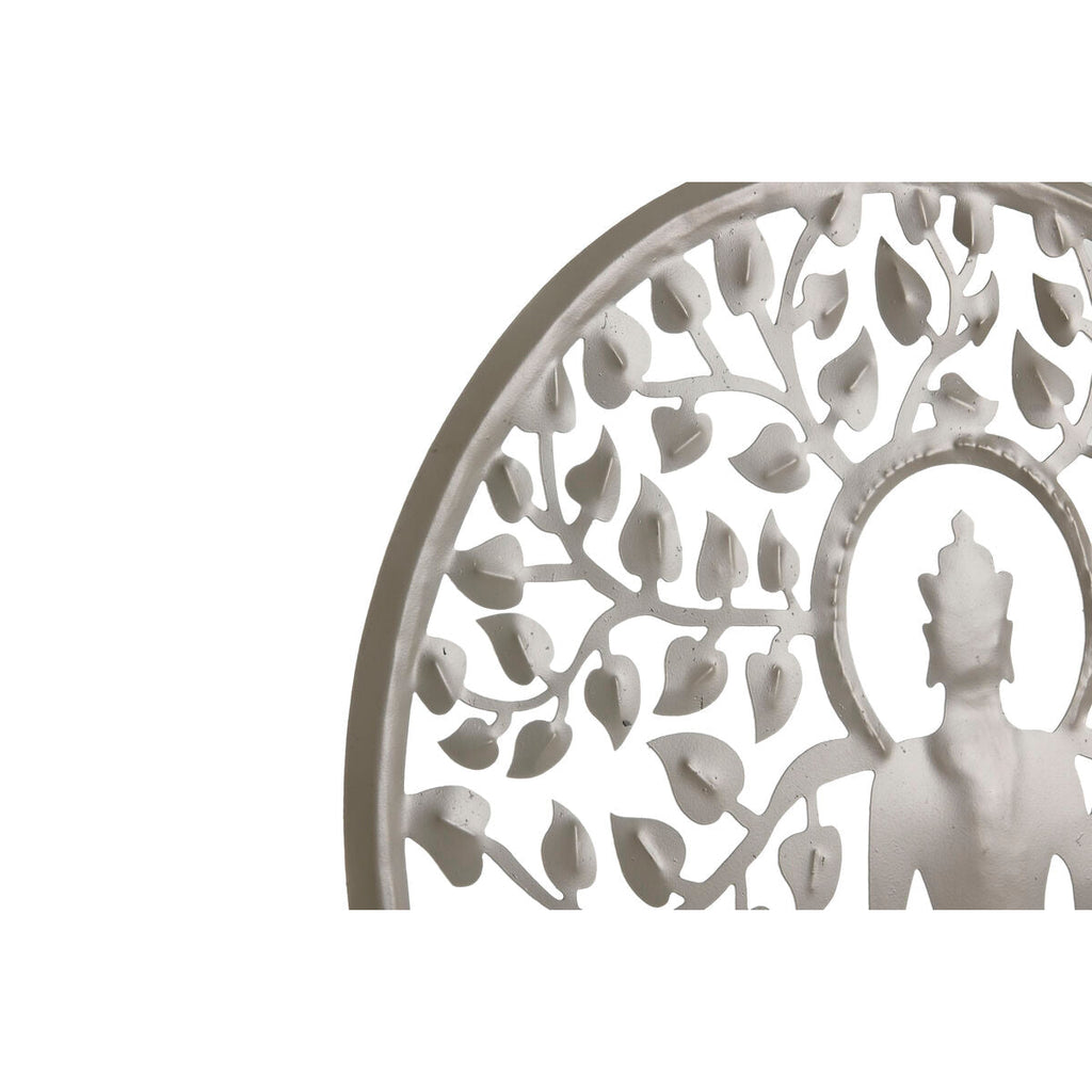 Decoração Suspensa Home ESPRIT Azul Branco Cinzento Cor de Rosa Ferro Árvore Buda Oriental 33 x 1 x 77 cm (4 Unidades)