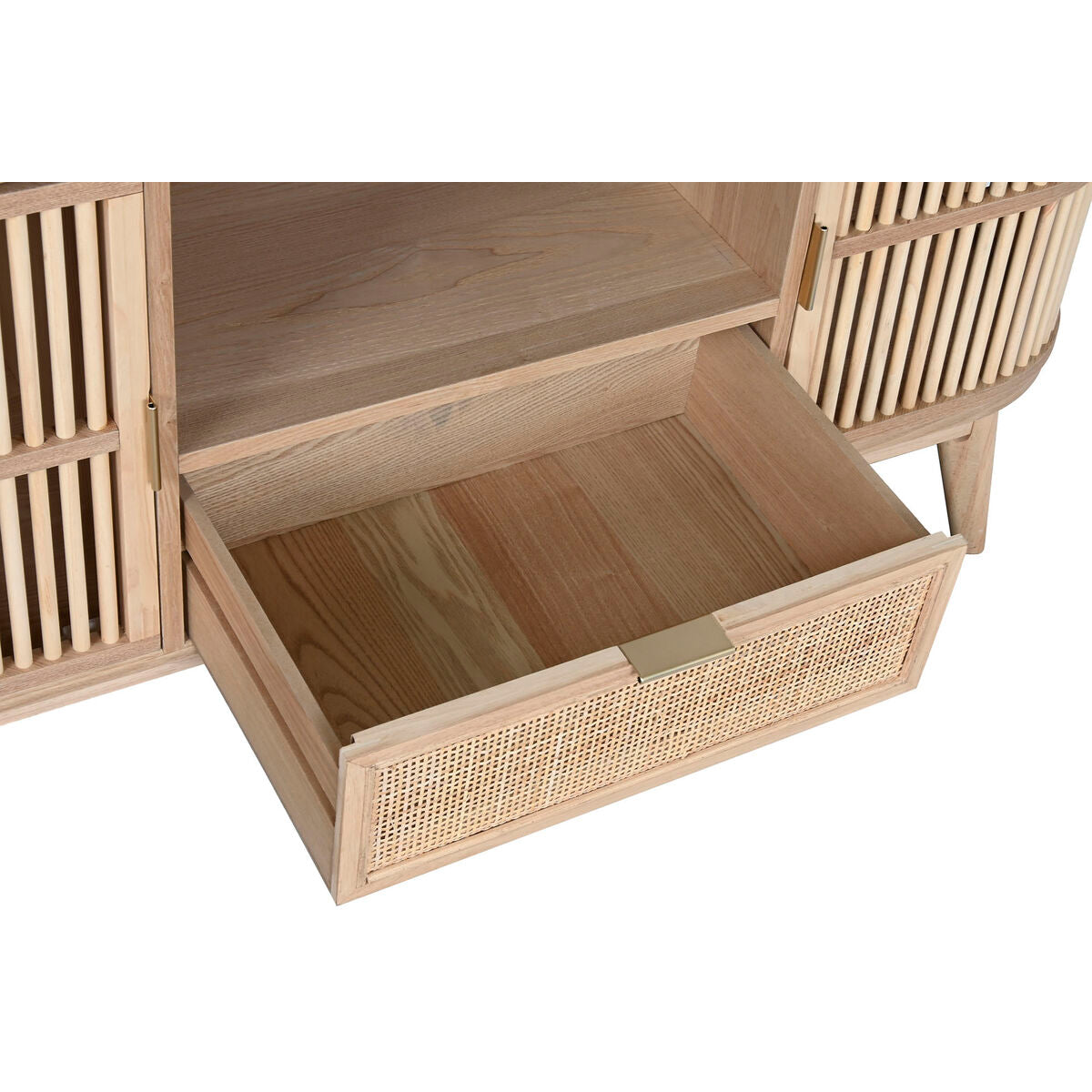 Móvel de TV Home ESPRIT Dourado Natural Rotim Abeto 120 x 40 x 60 cm