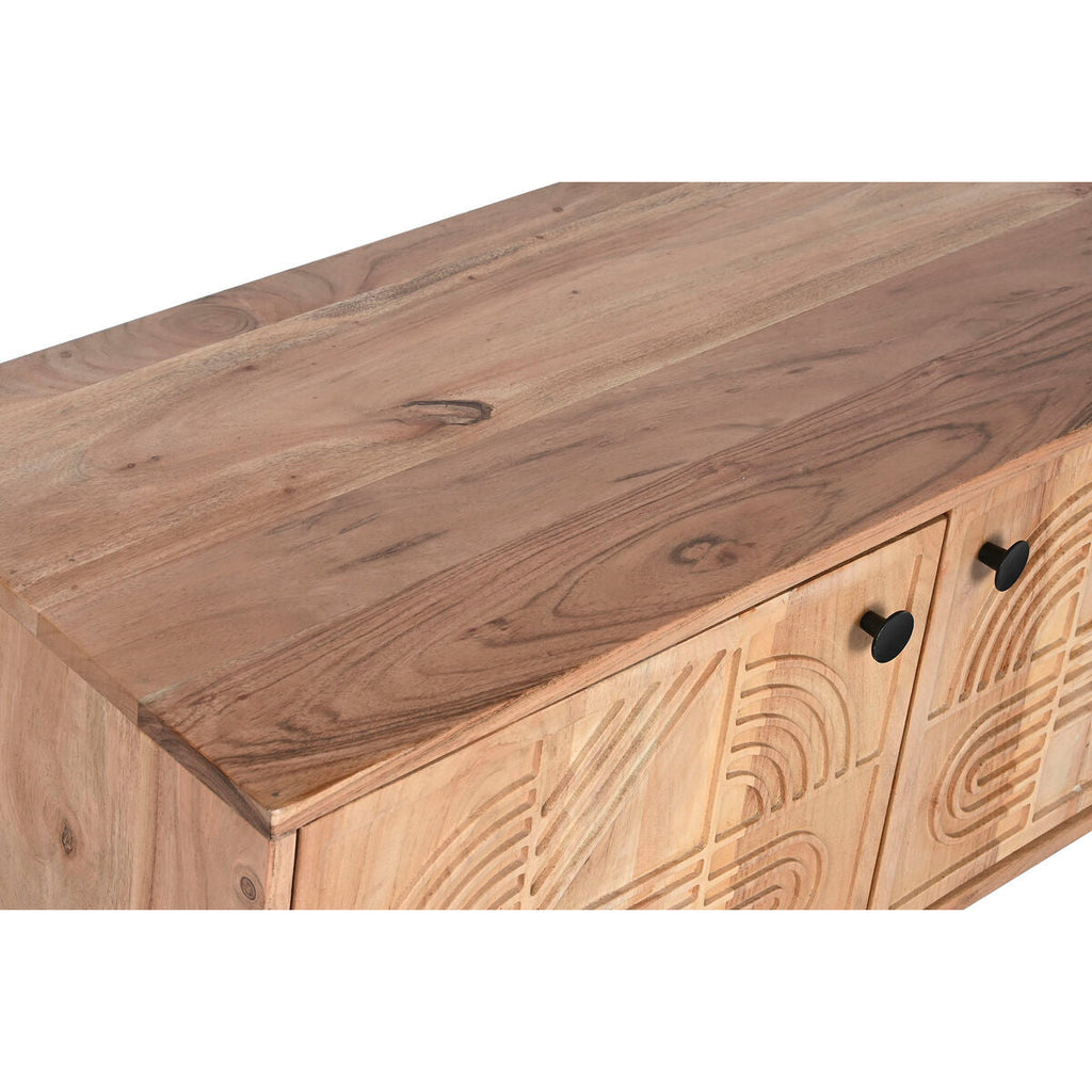 Móvel de TV Home ESPRIT Castanho Preto Metal Acácia 145 x 40 x 52 cm