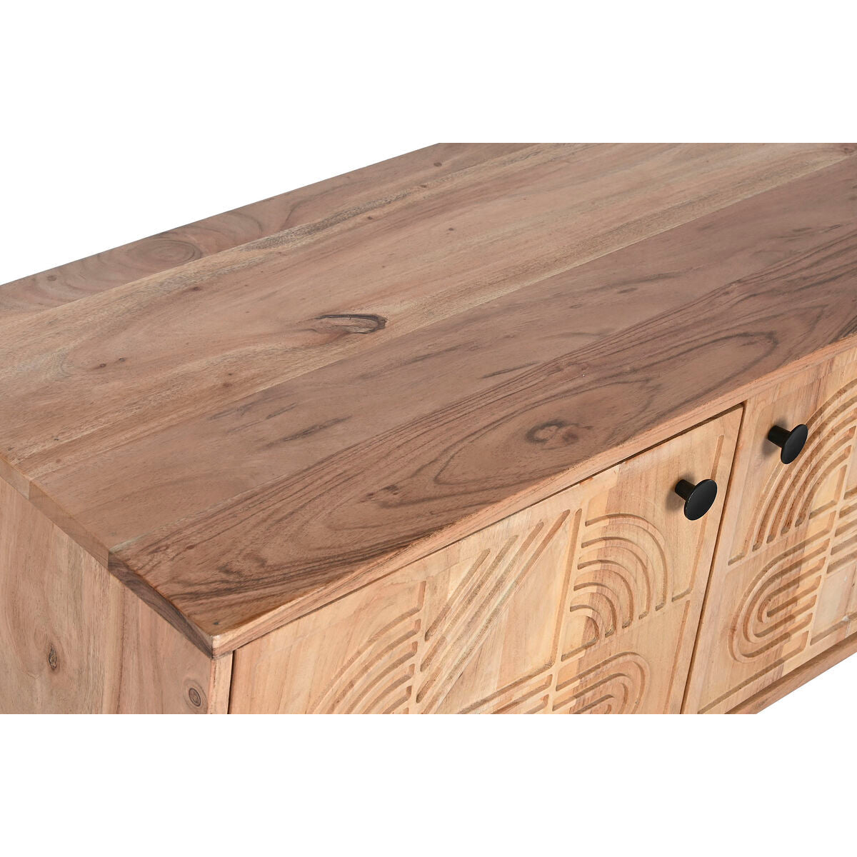 Móvel de TV Home ESPRIT Castanho Preto Metal Acácia 145 x 40 x 52 cm