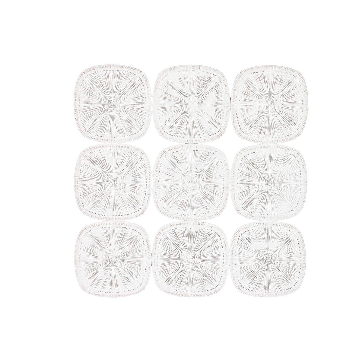 Decoración de pared ESPRIT Home, blanco moderno, acabado envejecido, 89 x 2,5 x 89 cm