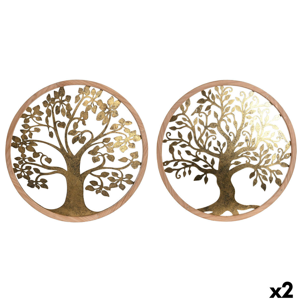 ESPRIT Home Wall Decor Natural Gold Tree Cottage 60 x 1.5 x 60 cm (2 Units)