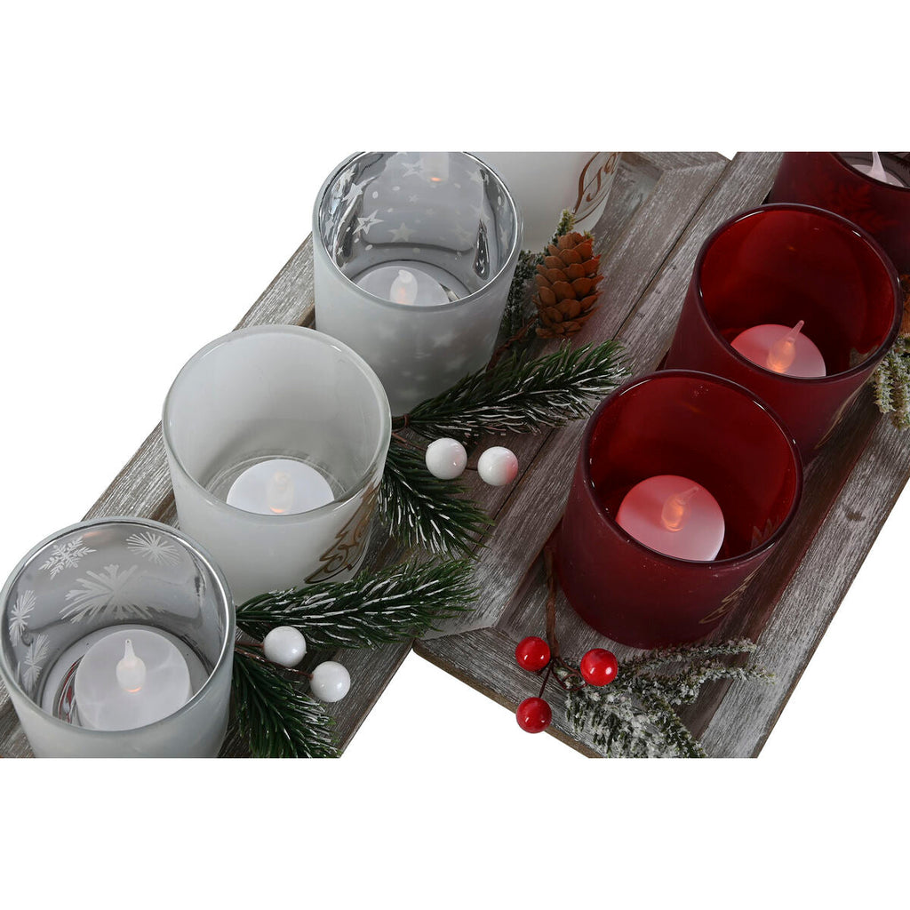 Christmas Candle Holder Home ESPRIT White Red 40 X 9 X 13.5 cm (5 Pieces) (2 Units)