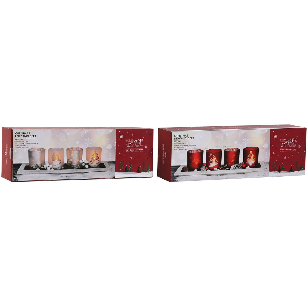 Christmas Candle Holder Home ESPRIT White Red 40 X 9 X 13.5 cm (5 Pieces) (2 Units)