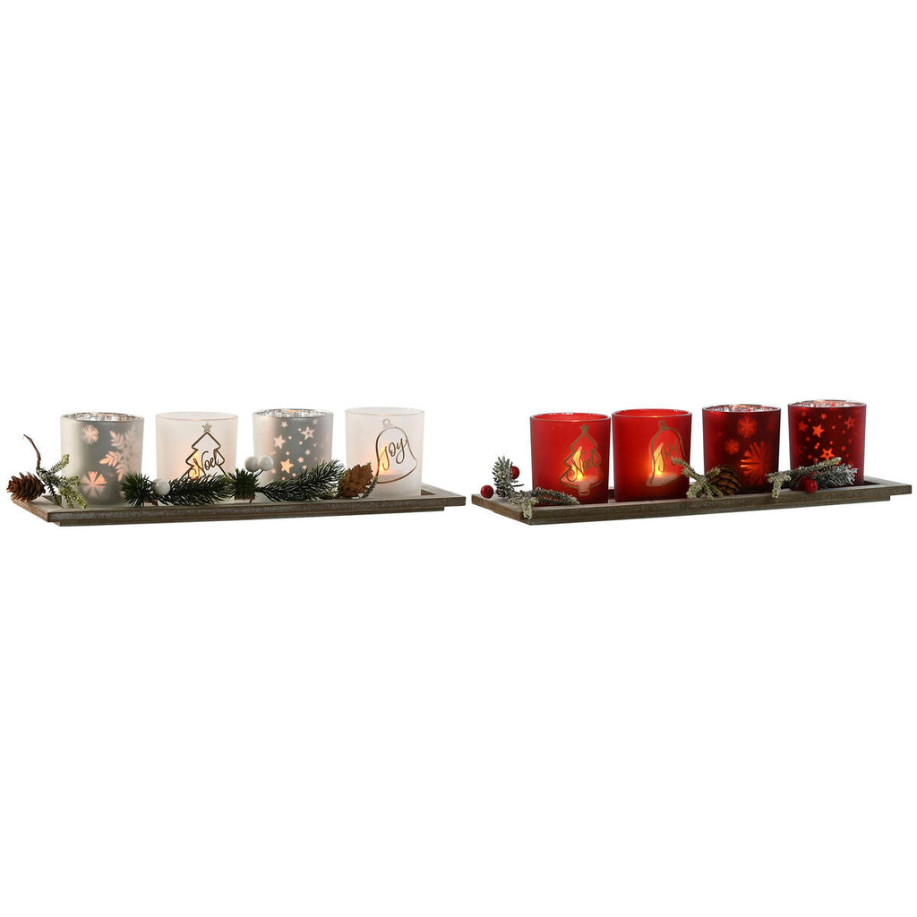 Christmas Candle Holder Home ESPRIT White Red 40 X 9 X 13.5 cm (5 Pieces) (2 Units)