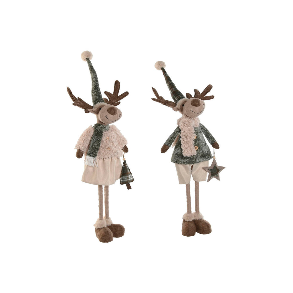 Christmas Ornament Home ESPRIT Green Beige Reindeer 29 x 16 x 60 cm (2 Units)