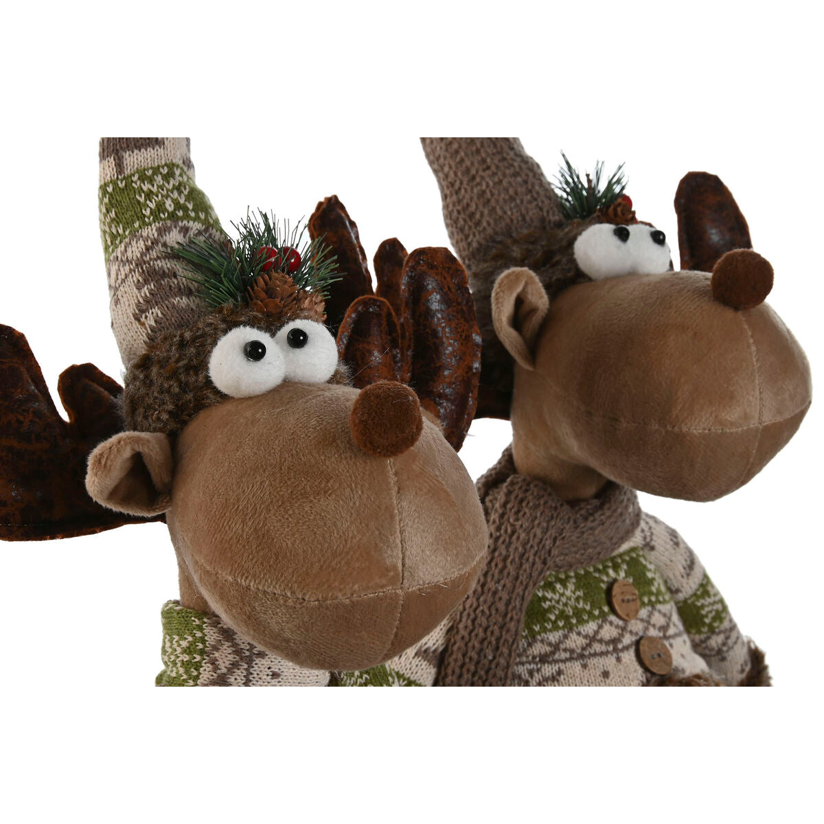 Christmas Ornament Home ESPRIT Brown Green Reindeer 25 x 15 x 55 cm (2 Units)