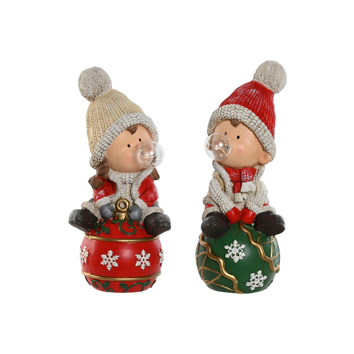 Christmas Decoration Home ESPRIT White Red Green 20.5 x 23 x 51 cm (2 Units)