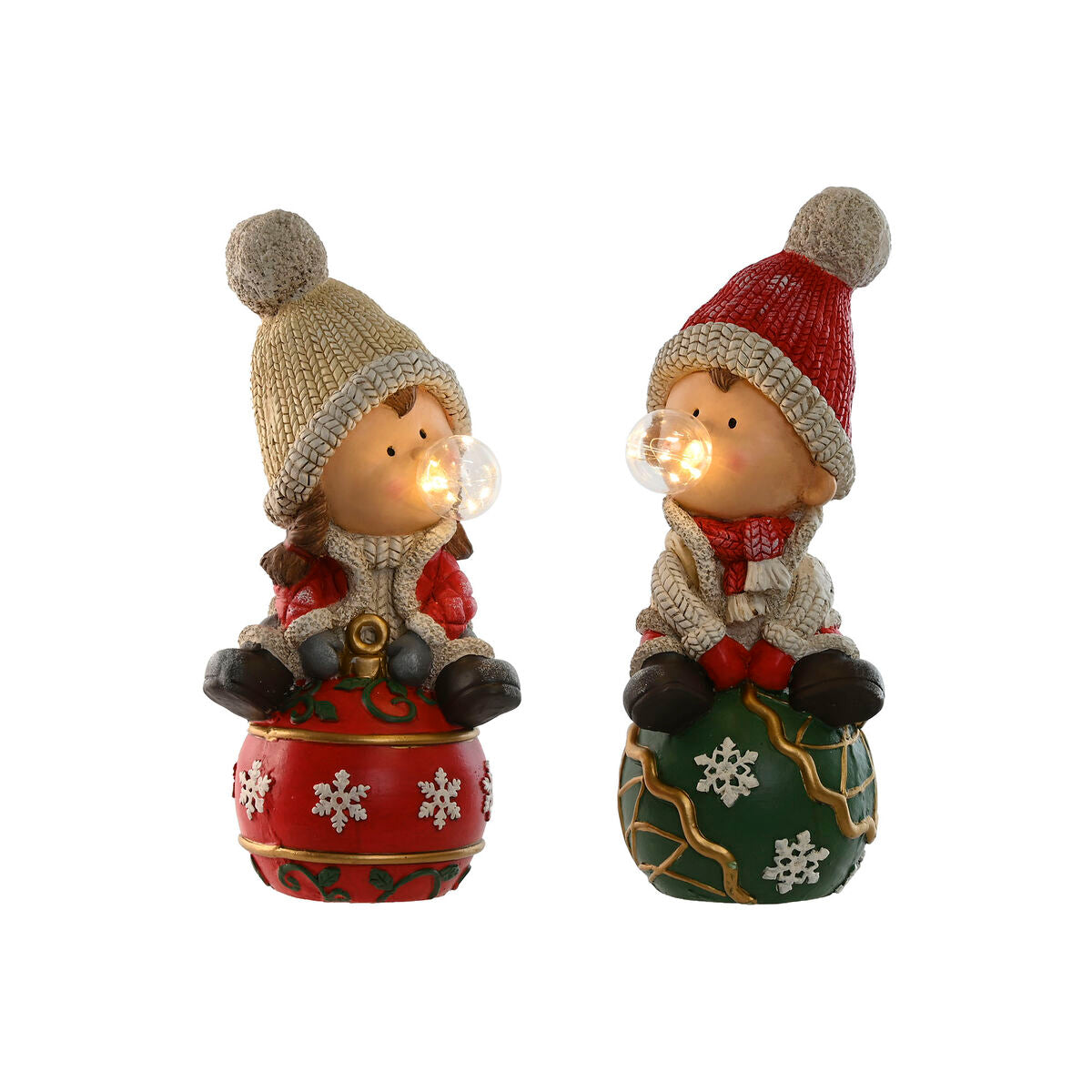 Christmas Decoration Home ESPRIT White Red Green 20.5 x 23 x 51 cm (2 Units)