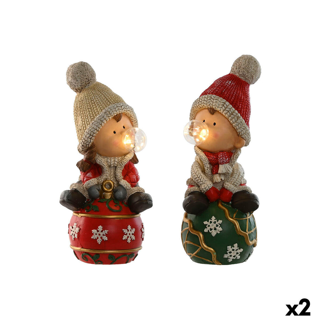 Christmas Decoration Home ESPRIT White Red Green 20.5 x 23 x 51 cm (2 Units)