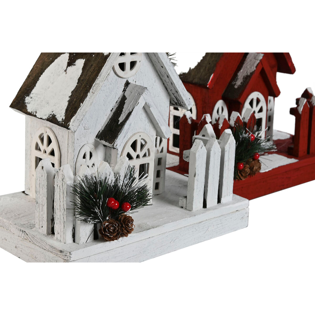Christmas Decoration Home ESPRIT White Red 27 x 18 x 56 cm (2 Units)
