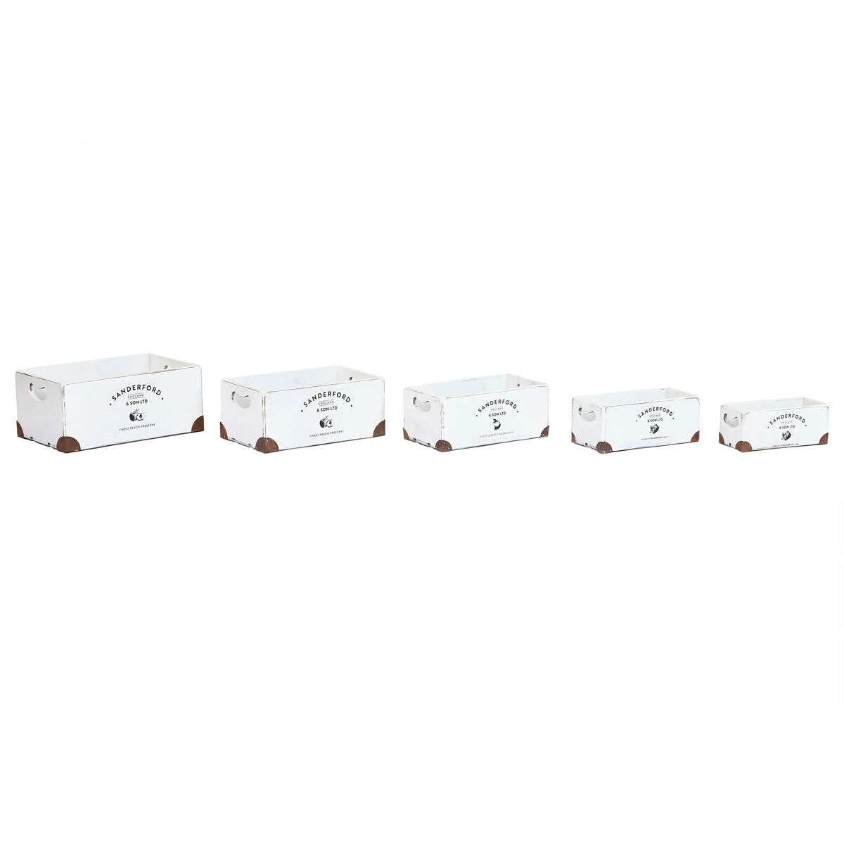 ESPRIT Sanderford Home Decorative Box Set, White, Fir Wood, 35 x 22 x 15 cm (5 Pieces)